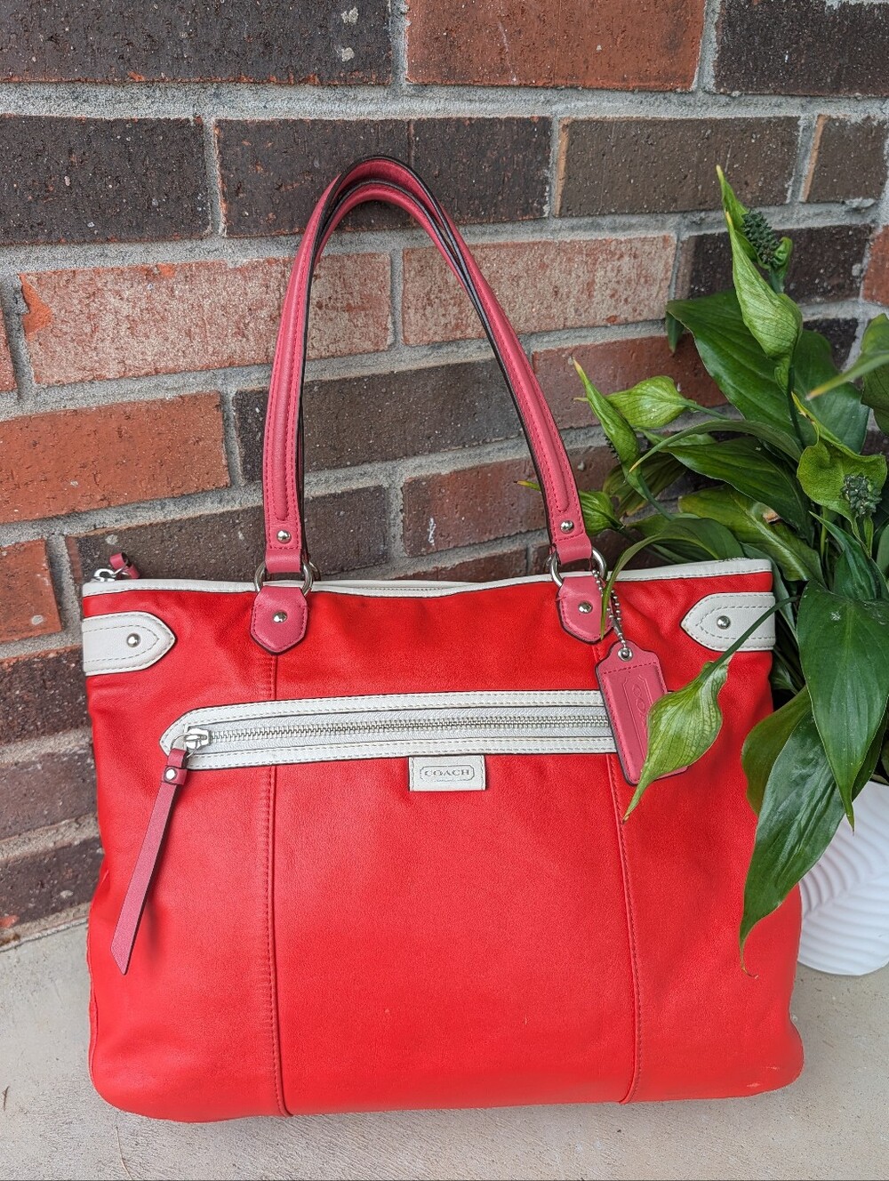 💋 Vintage Y2K Coach Poppy Daisy Spectator F23922 Leather Shoulder Tote Bag